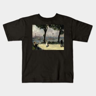 High Resolution William Glackens Painting East River Park 1902 Kids T-Shirt